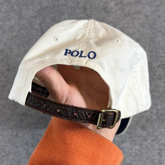VINTAGE Y2K Polo Ralph Lauren Hat Cap One Size White Strapback Pony Adjustable - Picture 5 of 8